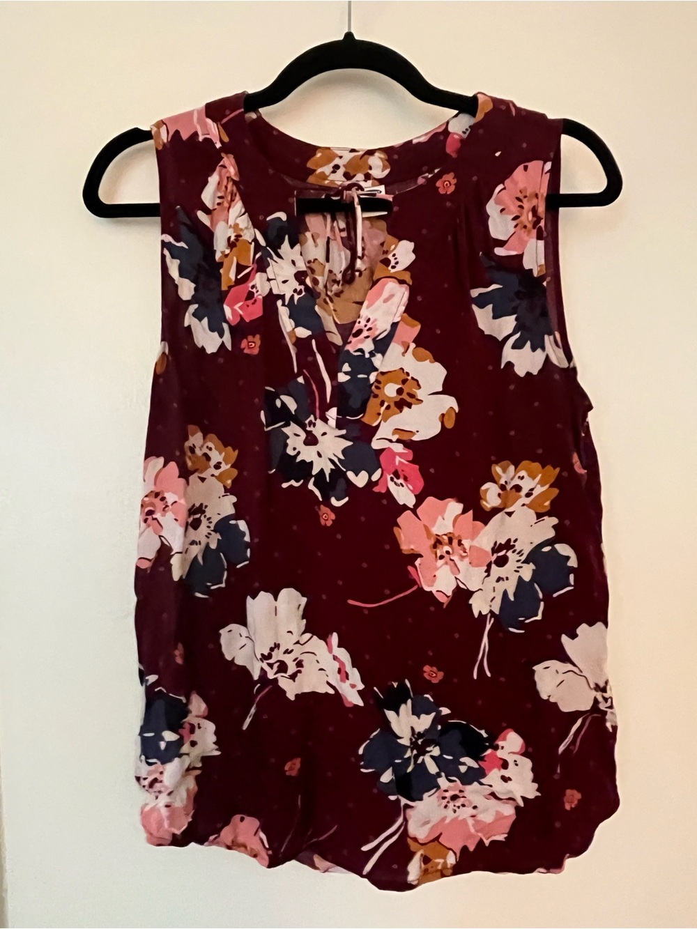 Old Navy Burgundy Floral Tie-Back Sleeveless Camisole